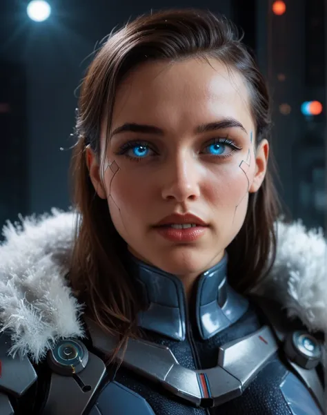 FACE WOMAN powerful armor, sharp look,
Frost, Calls, perfect details, (Best Quality, 4k,
High resolution, masterpiece:1.2), ultra detailed,
realist:
1.37, HDR, studio lighting, vivid colors, (cyberpunk,
Futuristic) style, lcy Blue Color Scheme, dynamic
lig...