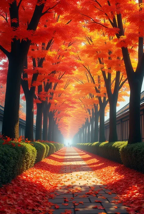 Momiji and Ginkgo Fall Foliage Spots 　 Looking at the foot of Namiki-dori 　 Lots of red and yellow maple and ginkgo leaves scattered underfoot　８K Photo