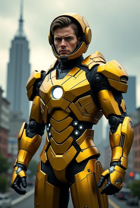  Imagine that Im an antihero inside Iron Mans armor, The armor must be gold and the helmet open so that it shows my face