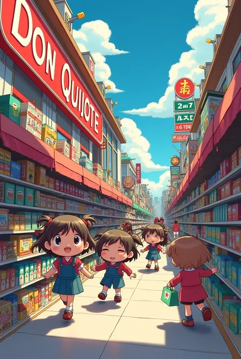 chibi people shopping at don quijote