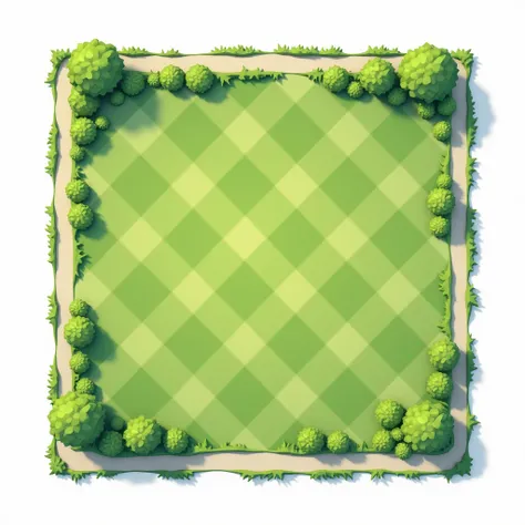 Diamond-shaped grass and road ground diamond-shaped squares， suitable for top-view 2D games， The background is pure white . 