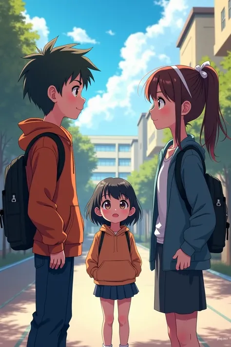 A boy and a anime girl determine to get the love of a teenage girl in their school