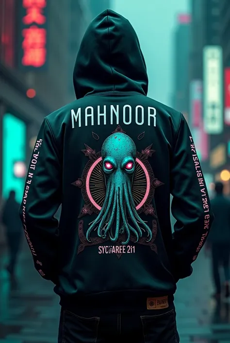 create a hoodie wuith name Mahnoor Batch 211 Software Engineer them squid game