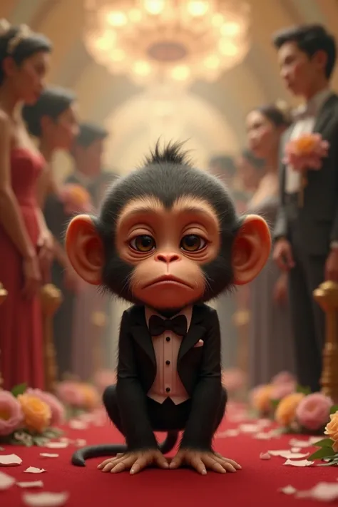 Monkey is sad at a wedding 