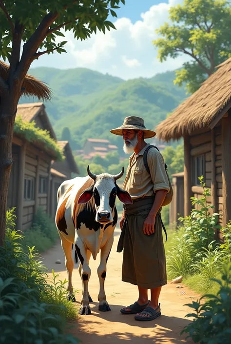 Village cow man