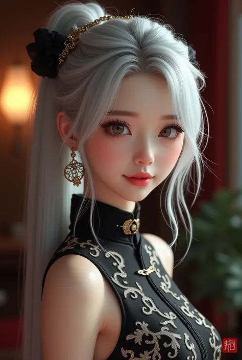 best quality, masterpiece: 1.4), ultra high resolution, actual, front lighting, intricate details, Exquisite details and textures, 1 girl, alone, (young), facial highlight, Upper body, Detailed face, tear nevus, white Skin, silver hair, ponytail, braid, lo...