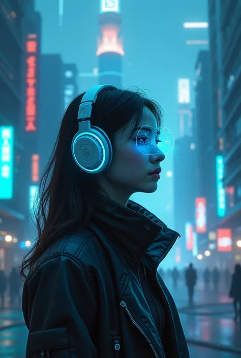 cyber
blue
Teenage women
headphone