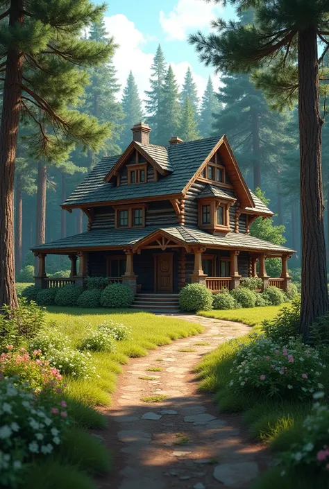 Country house in a pine forest