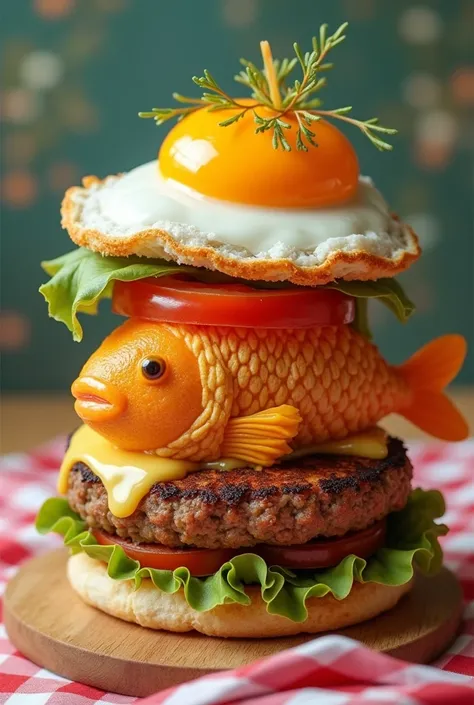 Egg and marmalade fish burger