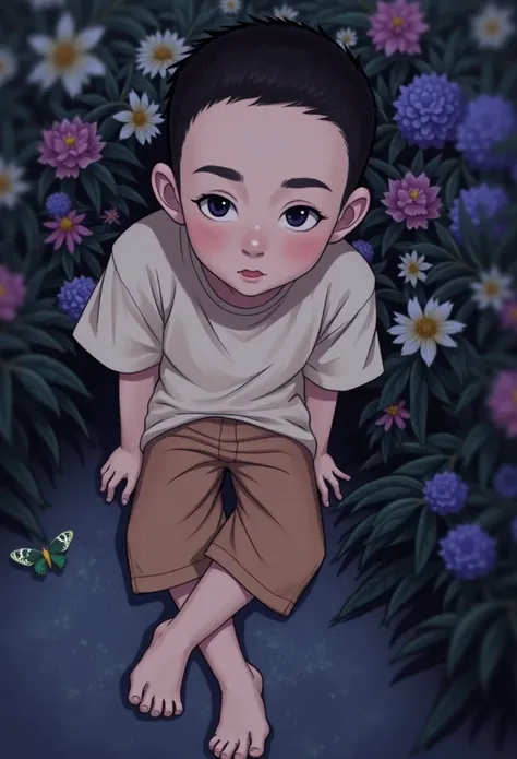 That boy sitting in the flowers 