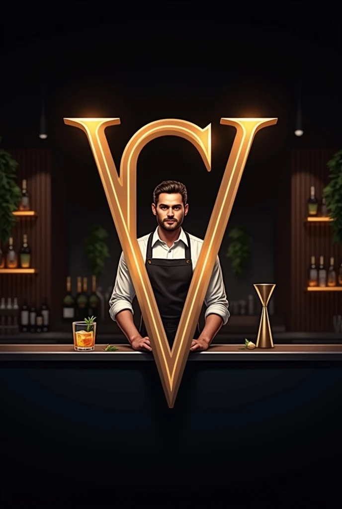 Bartender service logo with the letters G and V