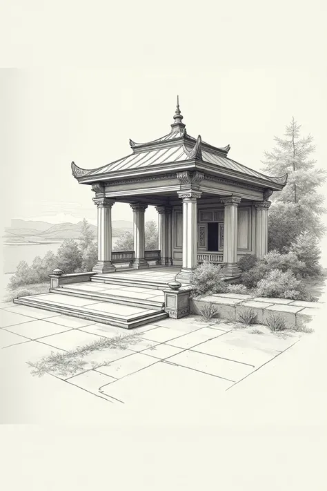 Pavilion with extension as a drawing