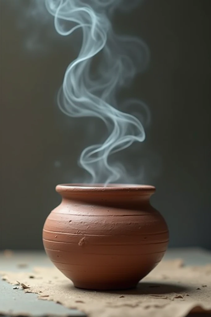 Clay pot coming out smoke 
