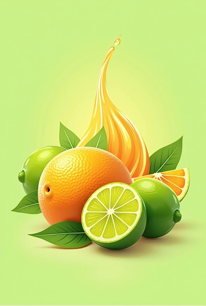 Create a logo for Nature Drive that exudes freshness and naturalness. Place a fresh, juicy fruit (such as an orange, lemon or lime) with a drop of refreshing juice flowing out of it in the center of the image. Use bright and rich tones associated with natu...