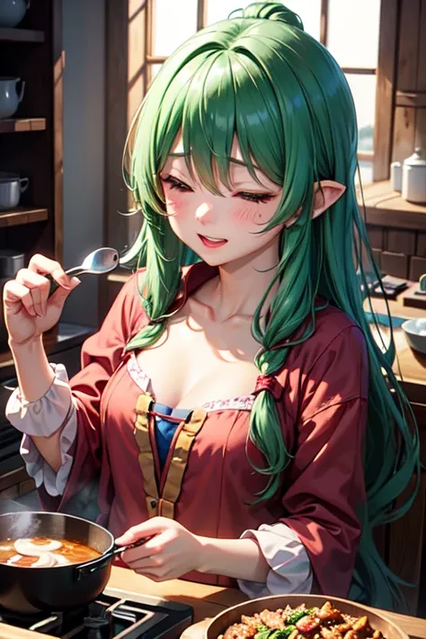  cooking 、 fantasy、One girl in the magical world, solo, chest,  shortcuts, 