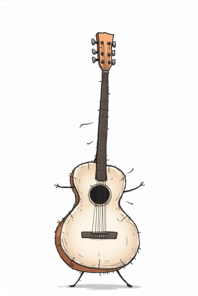 Draw a guitar on a white sheet of tike ugly drawing Ka buto drew ribbons 