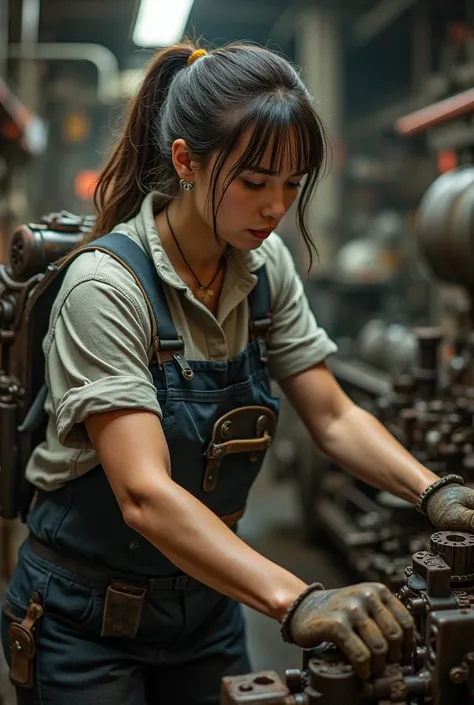 Mechanical job working girl 