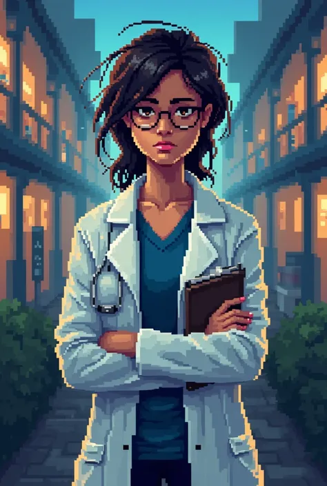 epidemiologist at a university in a pixelated format