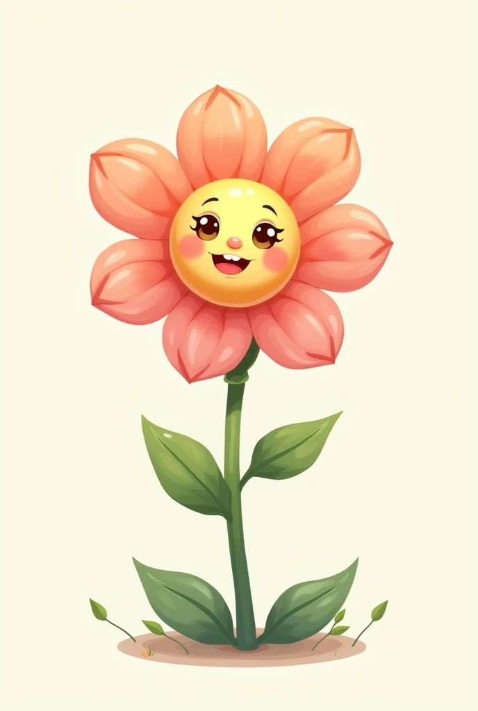 cute illustration of flower personified with face, limbs, character art, avatar, icon