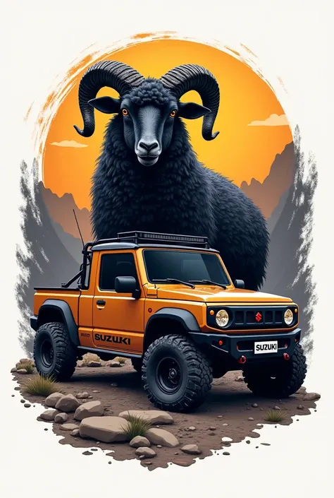 Black sheep logo and Suzuki off-road vehicle 