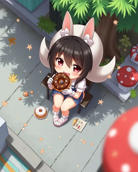  Carafe Girl Eating Donuts On City Street, 🍁 cute, shikamimi, ❤🔥🍄🌪, Chiho, Bookmark, Twin tails white_Gloves,  anime girl in real life , Ishida Sui with black hair, WHITE HIMECUT HAIRSTYLE ,  Kakinouchi Narumi  , cutecore, cute kawaii girl