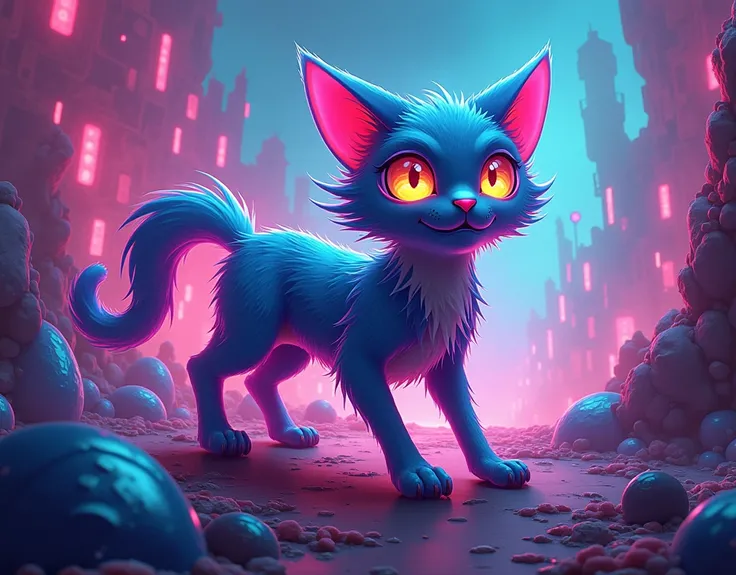 Pokémon cat . Details . Psychedelic .  Neon colors