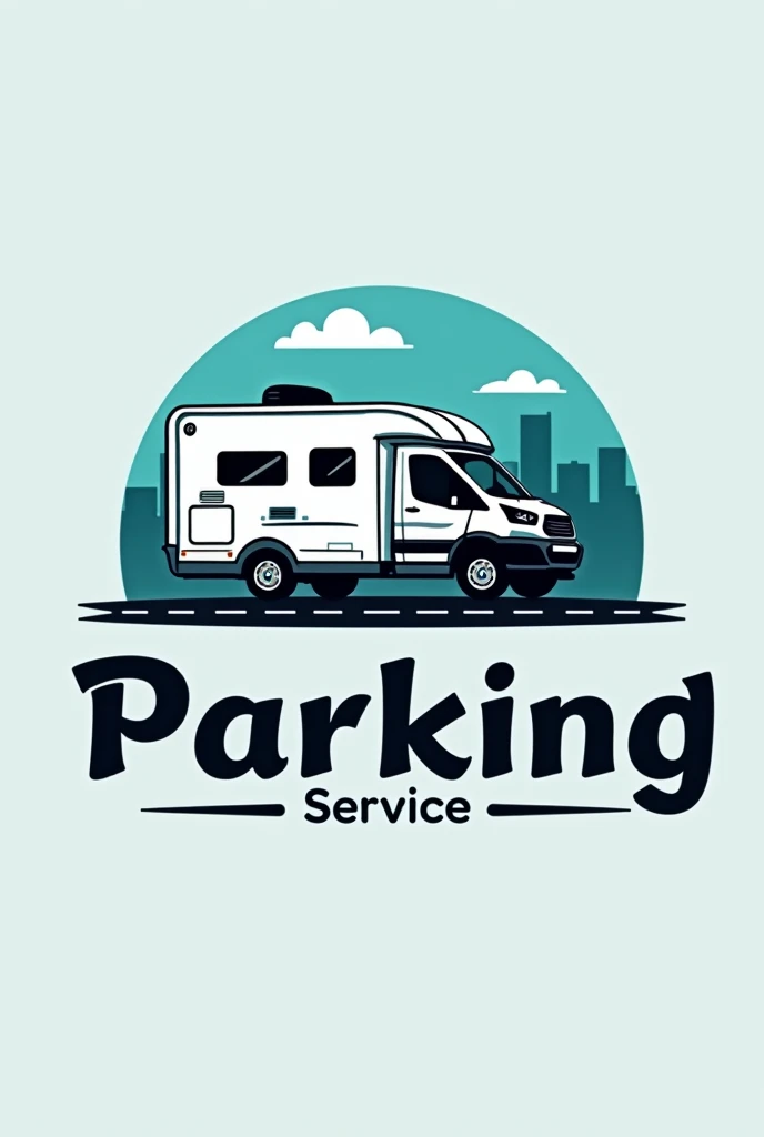 A logo about a company that offers parking for caravans with all its amenities ,  plans to make in cities where there are parking lots and guided routes from one car park to another