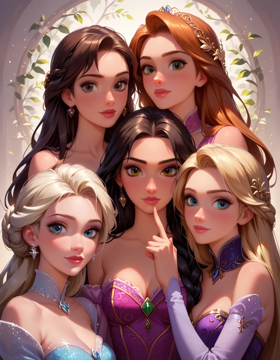 score_9, score_8_up, score_7_up, score_6_up, rating_questionable, 4girls, group, beautiful waifu, very sexy anna, elsa, ranpunze...