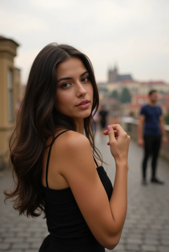 
photo of a beautiful italian woman, in prague