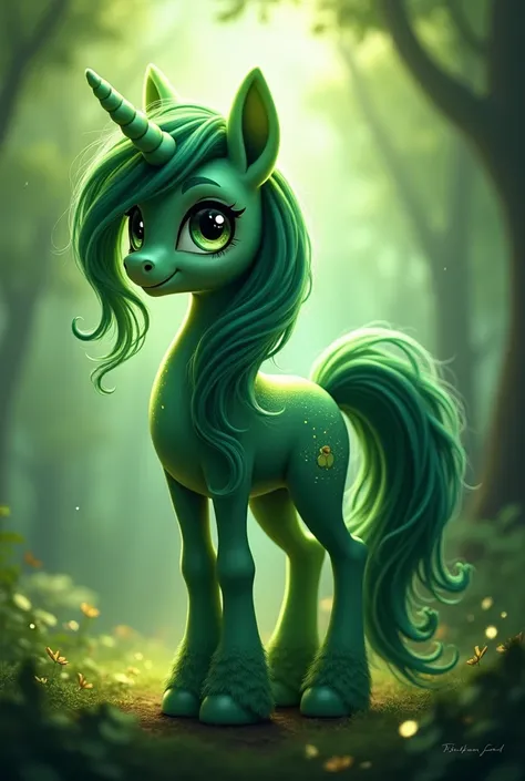 A poni the color green and hair the colors dark green G5