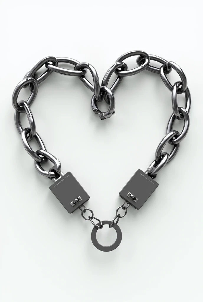 Heart made of silvery handcuffs on a white background
