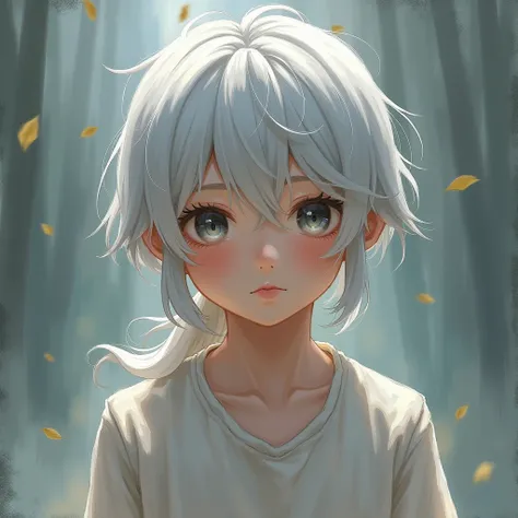  boys　 Silver Hair　 Low Ponytail 　Impressionism