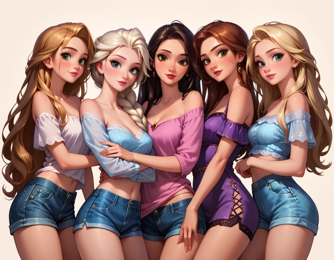 score_9, score_8_up, score_7_up, score_6_up, rating_questionable, 4girls, group, beautiful waifu, very sexy anna, elsa, ranpunze...