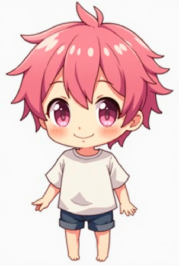 png boy chibi pink hair with clothes