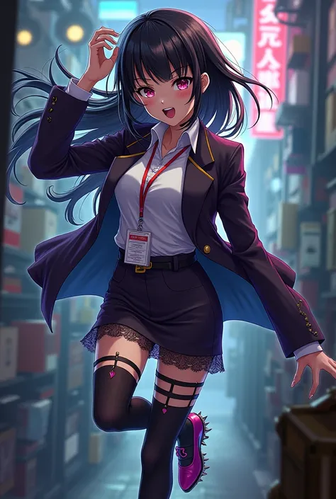 Mita Ibuki /( Danganronpa /),  Investigation Bureau super detailed , masterpiece, illustration, 【8k, masterpiece,  realistic shadow , slope, Volumetric lighting,  ID holder hanging from her neck hanging from her neck, Sexy sweetie ,  She is a sweetie ,  Sh...