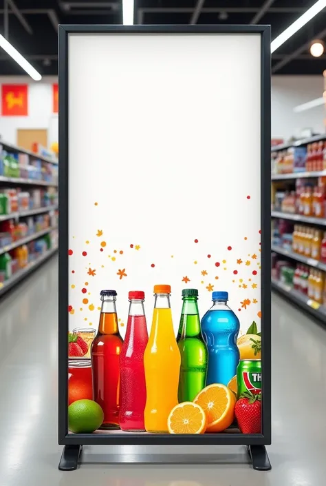 Banner to place at a grocery store for sale soft drinks 