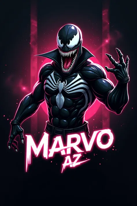 make a logo of venom anime avatar 
That featured name as marvo az and black and white neon colaur