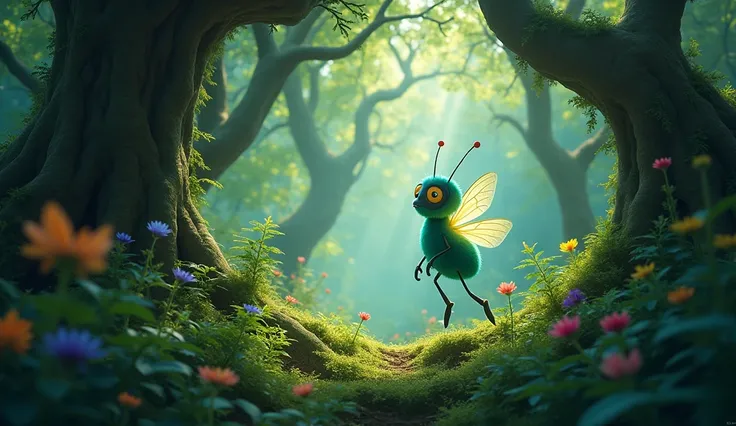 The Magical Forest

Dancing in the dappled light,  
A firefly named Flicker took flight,  
With a glow that sparkled in the dark,  
He lit up the forest, a tiny spark.