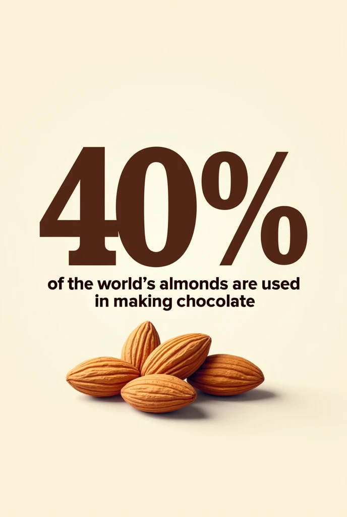 40% of the worlds almonds are used in making chocolate. Number