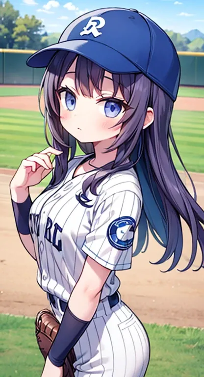  best quality,Hiroi Koyori,cute, baseball uniform at the baseball field, school ground,