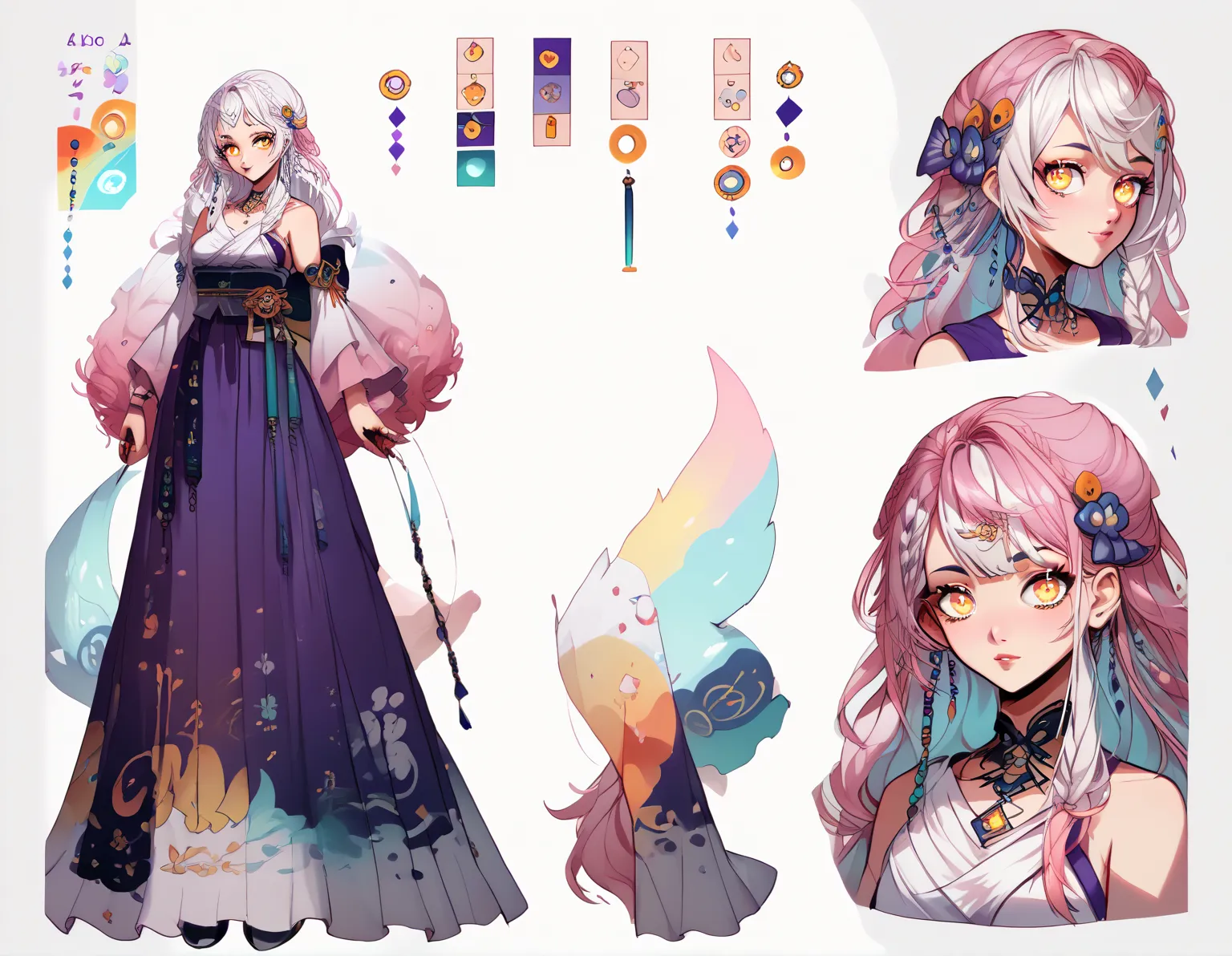 the model is a girl(( masterpiece, highest quality)),  character sheet,  turn around, vtuber-whole body, whole body, detailed fa...