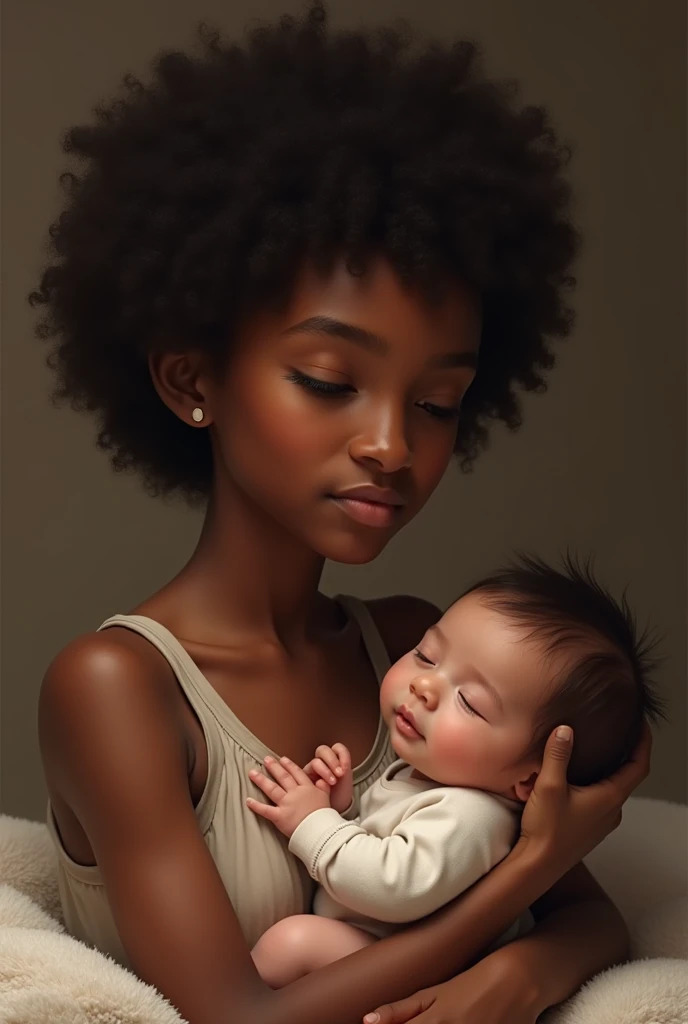 black teen ager with white  and an asian baby