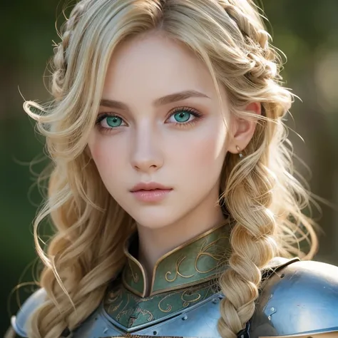  1 girl, masterpiece,  best quality, 8k,  detailed skin texture ,  Detailed Fabric Textures ,  beautiful detailed face,  intricate detail dealing with 3 tentacles,   super detailed ,  European style girl, Green Eyes, Blonde Curly Hair】,  3D character ,  me...