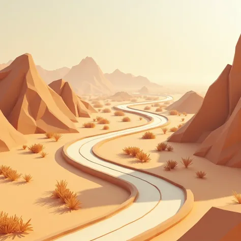 race track in the desert lowpoly design