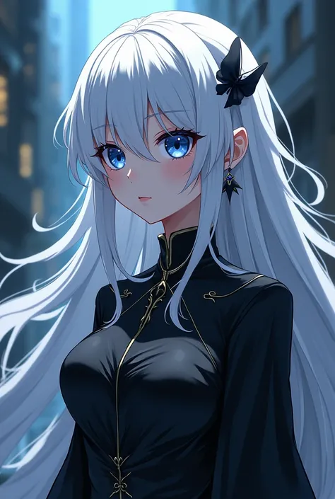 Make a hot anime character with white hair 