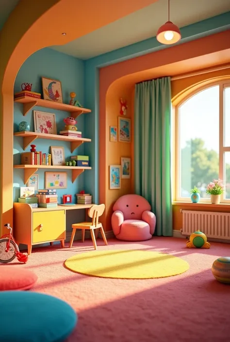 Create 5 drawings of a playroom for ren