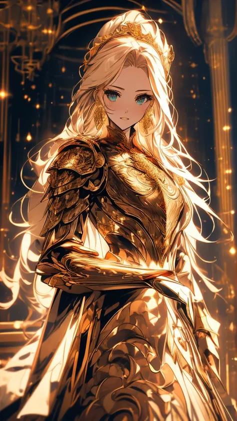 (Unity 8k wallpaper, 32k, ​Masterpiece, Super detailed full shot:1.5, ultra high resolution, highly detailed eyes, highly detailed face), midjourney, A strikingly beautiful young woman with flowing, long blonde hair that gleams like spun gold, cascading gr...