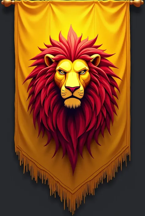 Create a logo of a civilization with a red lion on a yellow pennant 