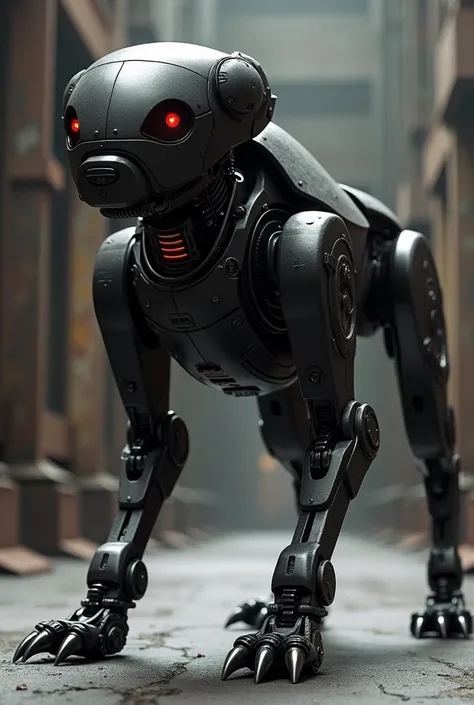 Create a black and white robot dog