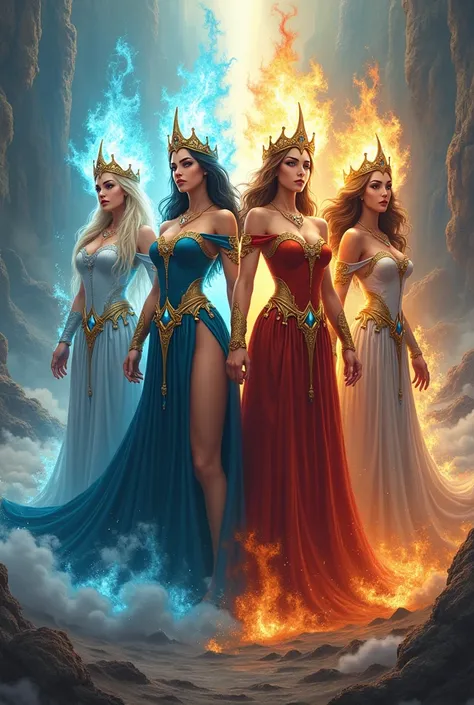 Queen of water, queen of the air, queen of the fire, queen of the land fictional cartoons 